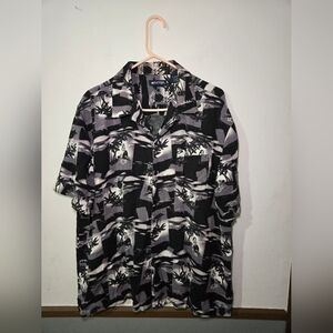 Puritan Hawaiian Shirt Black Short Sleeve Size XL Button Down